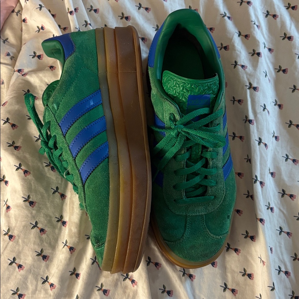 Adidas Gazelle Bold - Green with Blue Stripes - Picture 2 of 8